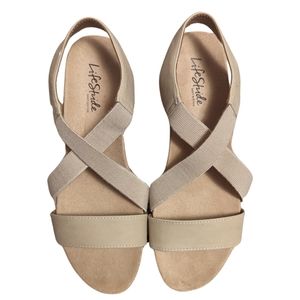 Life Stride Wedge Heel Nude Sandal